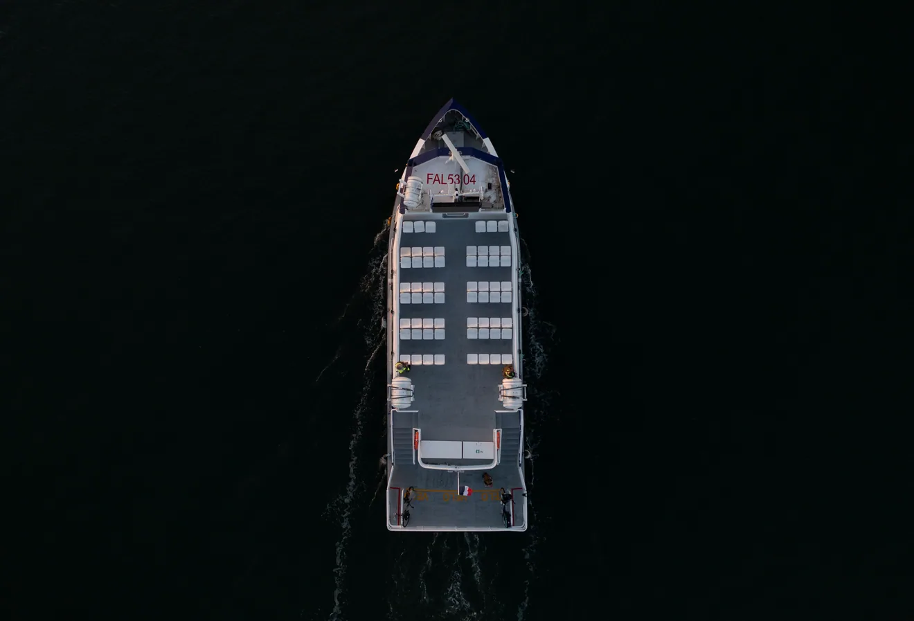 Un navire Izilo vu du ciel