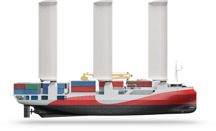 Cargo à propulsion vélique de Zéphyr & Borée, vu de profil